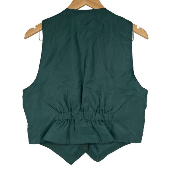 Vintage 90’s Learsi Vest Suede Leather Plaid Patchwork Green Small - Picture 8 of 9